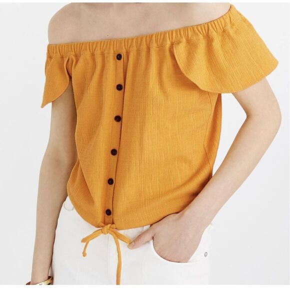 Madewell Texture & Thread Off-the-Shoulder Top - Picture 1 of 7